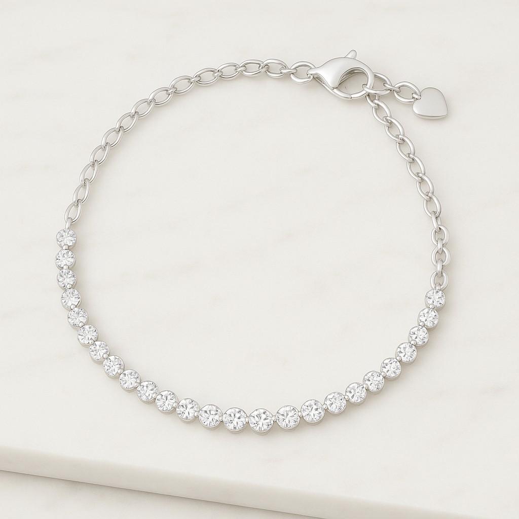 10K Solid Gold Diamond Bridal Bracelet Birthday Gift Lab Grown Diamond Tennis Bracelet