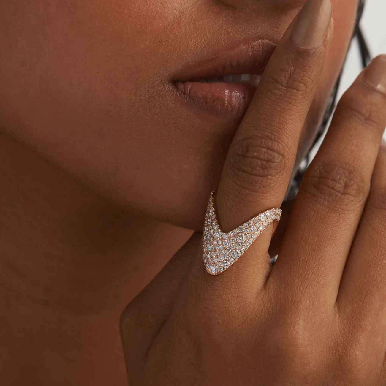 10K Solid Gold Double v shape Ring