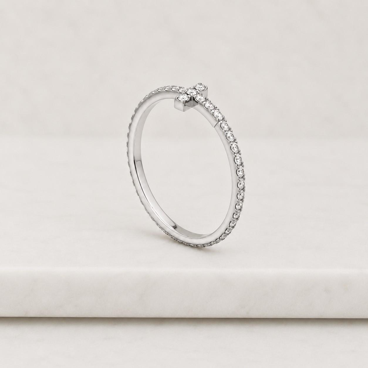 10k solid gold lab grown diamond cross ring, pave full diamond dainty cross pinky band, blessing symbol minimalist stacking ring