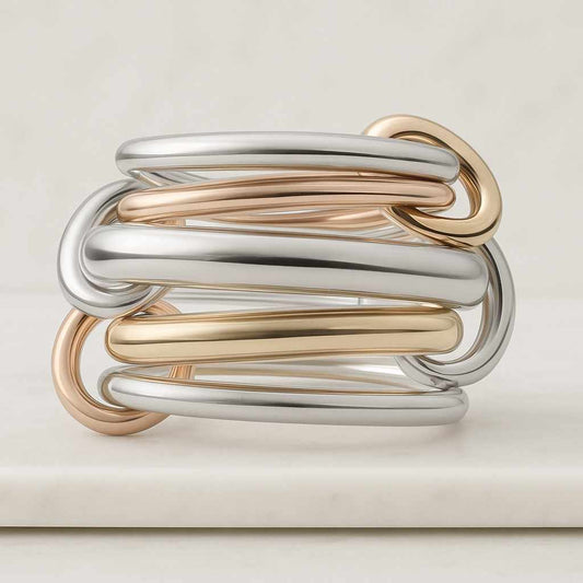 10K Solid Gold Multi Link Band  Eternity Anniversary Wedding Ring