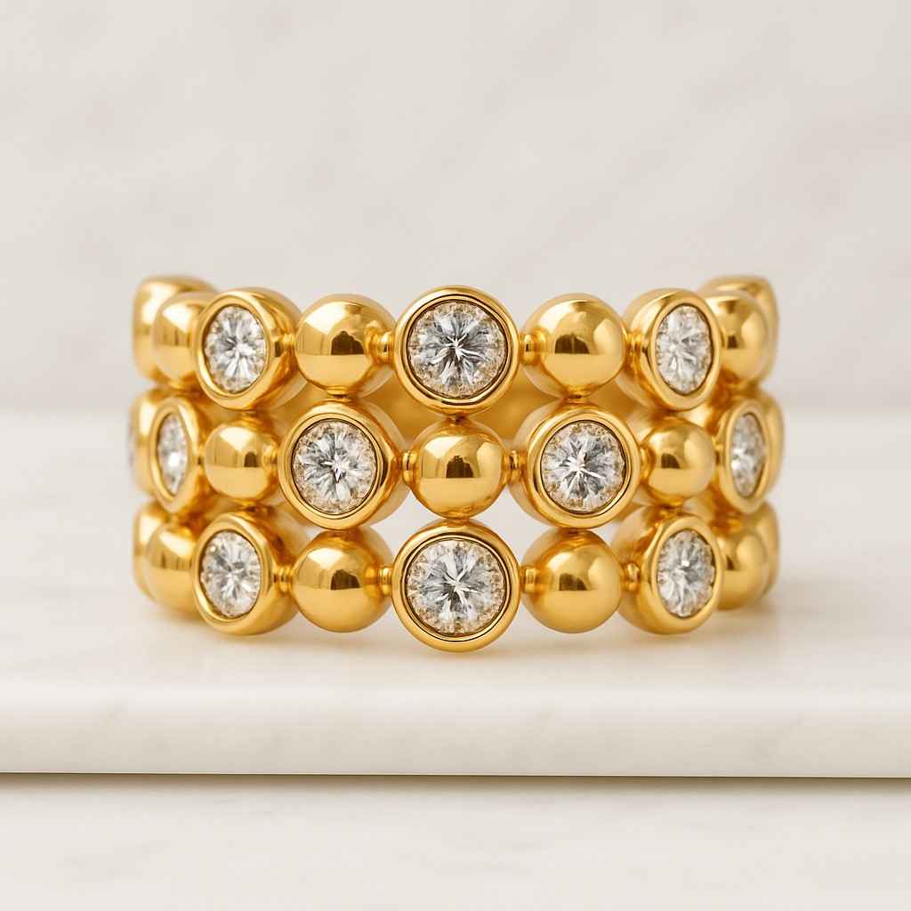 10K Solid Gold Ring Round Lab Created Diamond Band