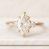 Marquise & Round Cut Three Stone Moissanite Engagement Ring