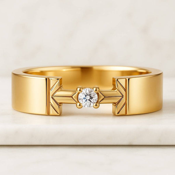10K Solid Yellow Gold Anniversary Gift Round Cut Diamond Half Eternity Wedding Band for Engagement Wedding Thin Distance Stacking Ring