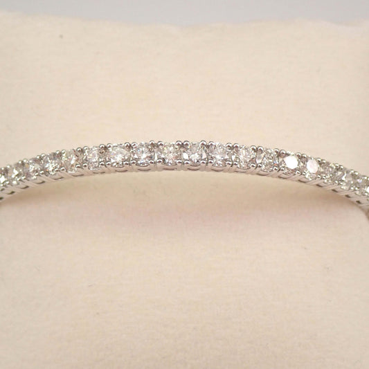 10K White Gold Round Cut Half Eternity Bangle