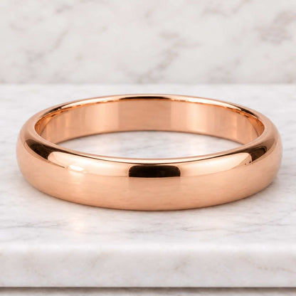 10K Yellow Solid Gold | Low Dome | Wedding Band Ring | Comfort Fit | High Polished | Free Engraving
