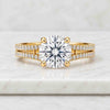 Round Cut Lab Grown Diamond Pavé Engagement Ring in 14K White Gold