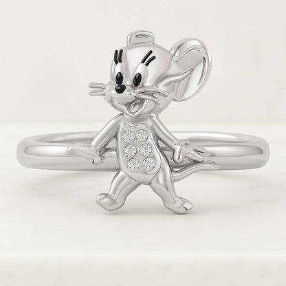 Cute Mouse Open Ring Adjustable Animal Ring for Women Girls Antique Silver Color Fashion Jewelry Funny Party Gift Accessory