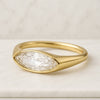 Elongated Moval Cut Lab Grown Diamond Solitaire Ring For Women