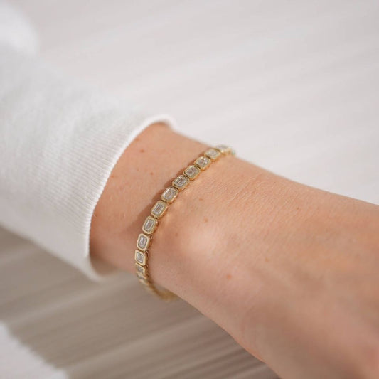 10k Gold Emerald Diamond Tennis Bracelet