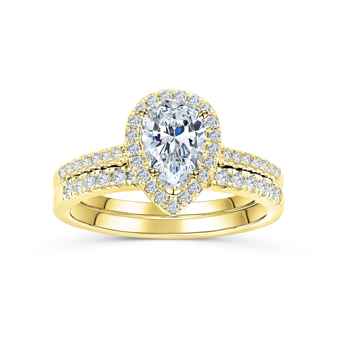 10k Gold Pear Cut Diamond Bridal Set Wedding Ring