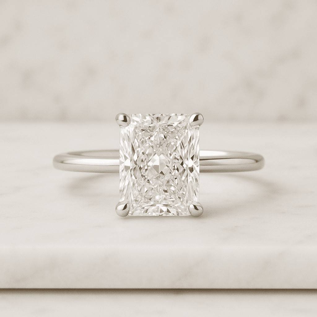 Radiant Cut Lab Grown Diamond Solitaire Engagement Ring