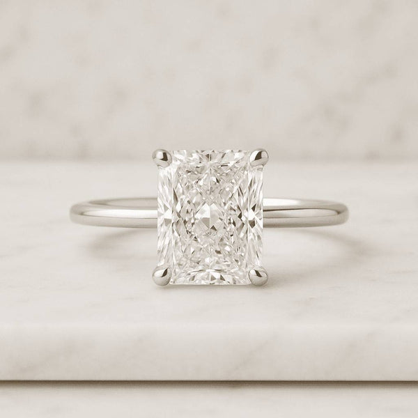 Radiant Cut Lab Grown Diamond Solitaire Engagement Ring