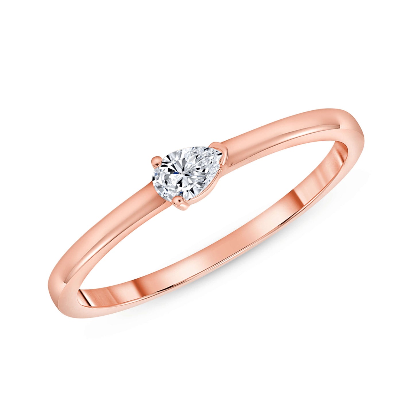 10k Rose Gold Pear Cut Diamond Minimalist Ring