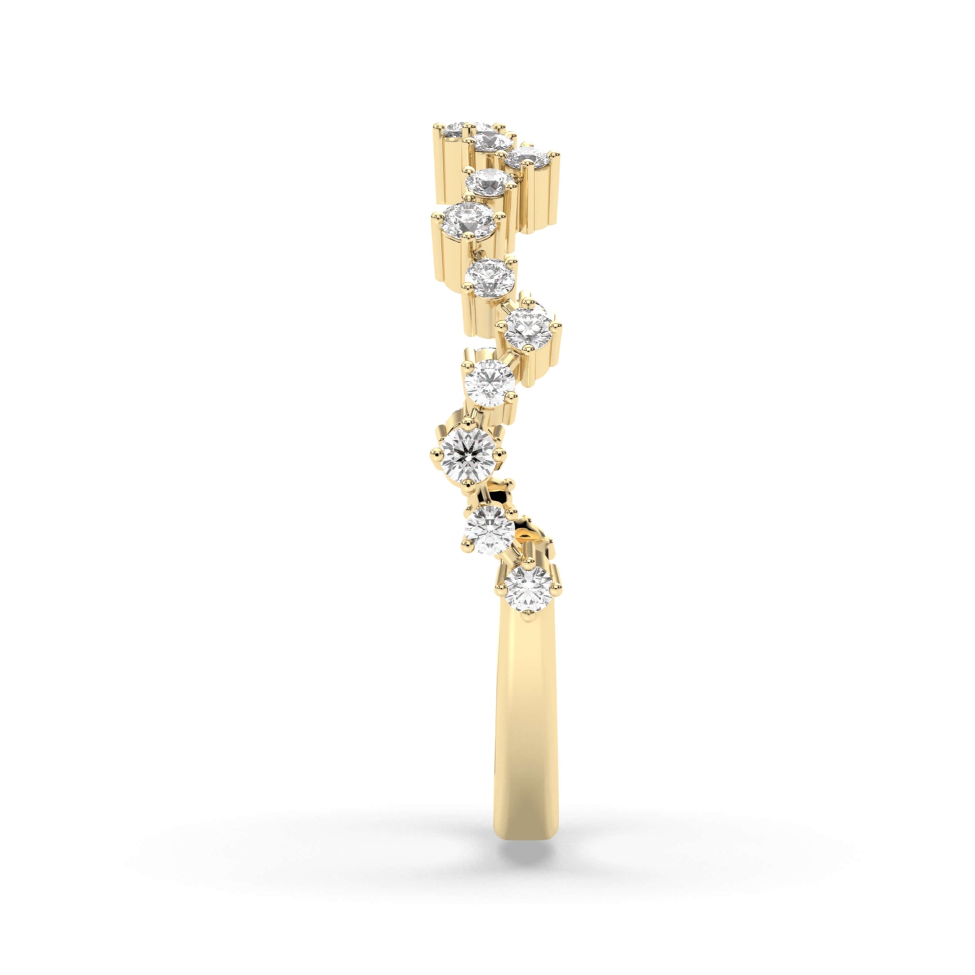 10k Solid Gold Round Cut Diamond Lace Edge Ring