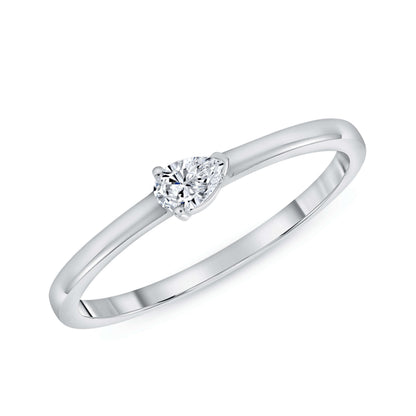 10k White Gold Pear Cut Diamond Minimalist Ring