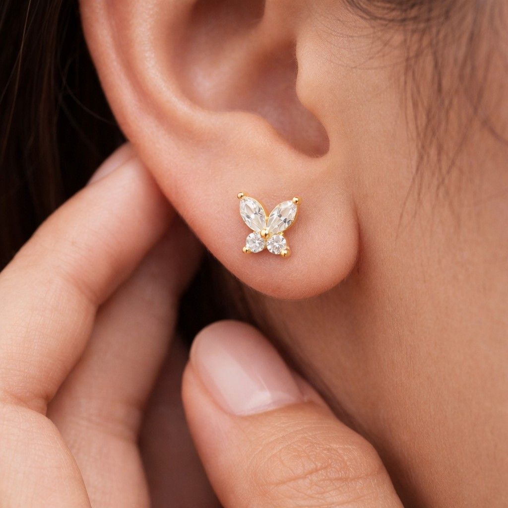 10k gold earrings 14k gold earrings 18k gold earrings rose gold butterfly earrings white gold butterfly earrings