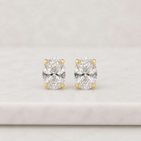 1 CTW Oval Lab Grown Diamond Stud Earrings | Oval Shape Solitaire Stud Earrings | E-F VVS VS Certified Diamond Earrings
