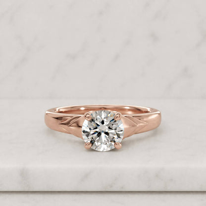 Round Cut Diamond Solitaire Engagement Ring 14K Gold Classic 4 Prong Ring Minimalist Proposal Ring Anniversary Gift For Her
