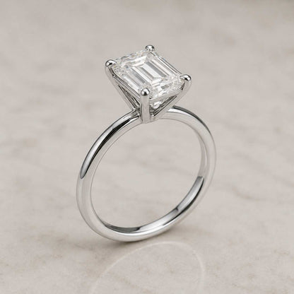 Emerald Cut 2 Carat Moissanite Ring, 18k Yellow Gold Ring for Her, Solitaire Engagement Ring, Promise Ring
