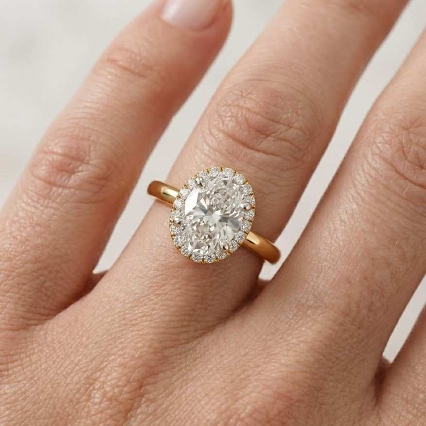 2.0 CT Oval Cut Moissanite Engagement Ring, Vintage Moissanite Halo Anniversary Ring, Bridal Promise Ring Gift for Her