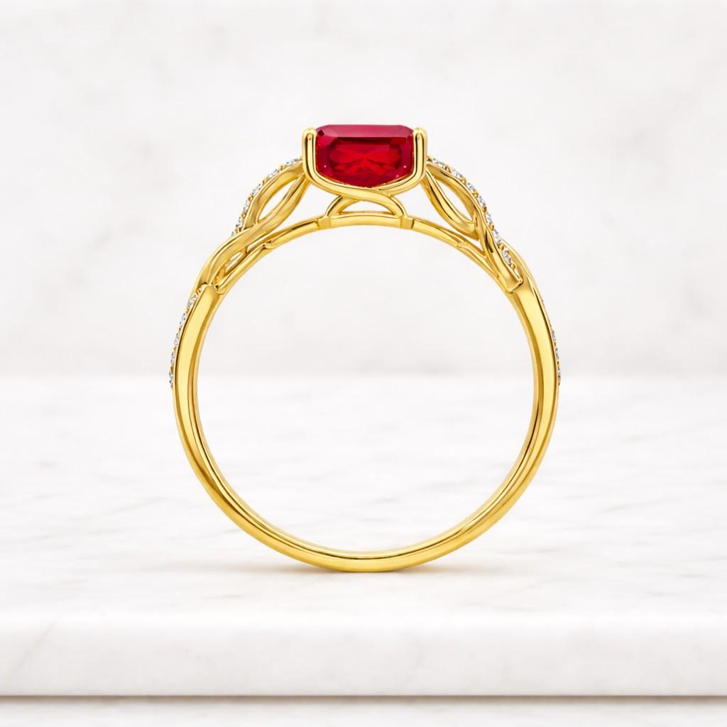 Emerald Cut Garnet Engagement Ring 4ct Solid 14K Gold Promise Ring Solitaire Ring Red Gemstone Statement Ring Jan Birthstone Ring Women
