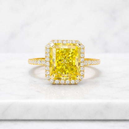 Radiant Cut Halo Eternity Band 2.5CT Anniversary Ring Wedding Ring Proposal Ring Set Pave Bridal Ring Gift For Her Classic Dainty Ring Gold