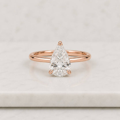 Pear Diamond Engagement Ring Solitaire Pear Ring Genuine Certified Lab Grown Diamond Ring 1.00 to 3.00 CT Pear Diamond Proposal Ring for Her
