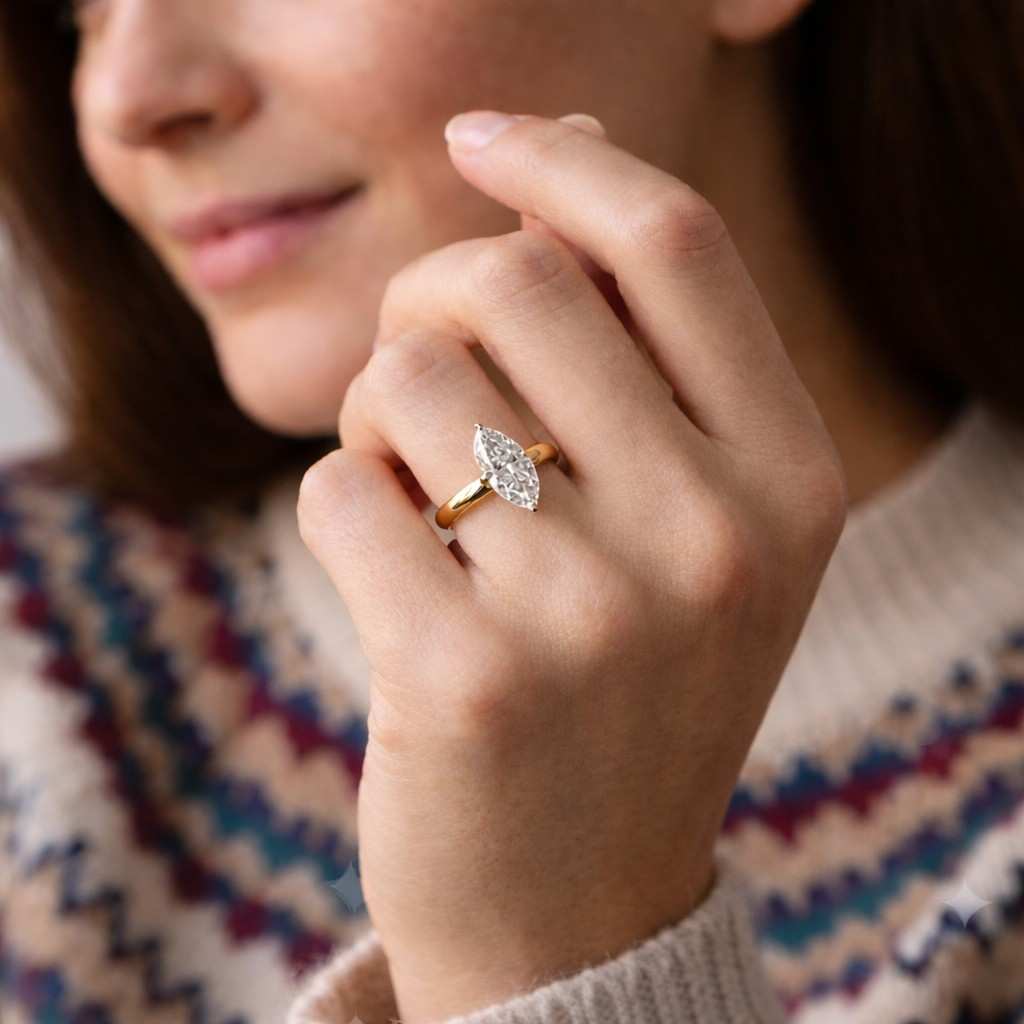 Marquise Engagement ring Gold Travel ring Unique Silver Promise ring Wedding ring Simulated diamond ring Solitaire diamond ring Gift for her
