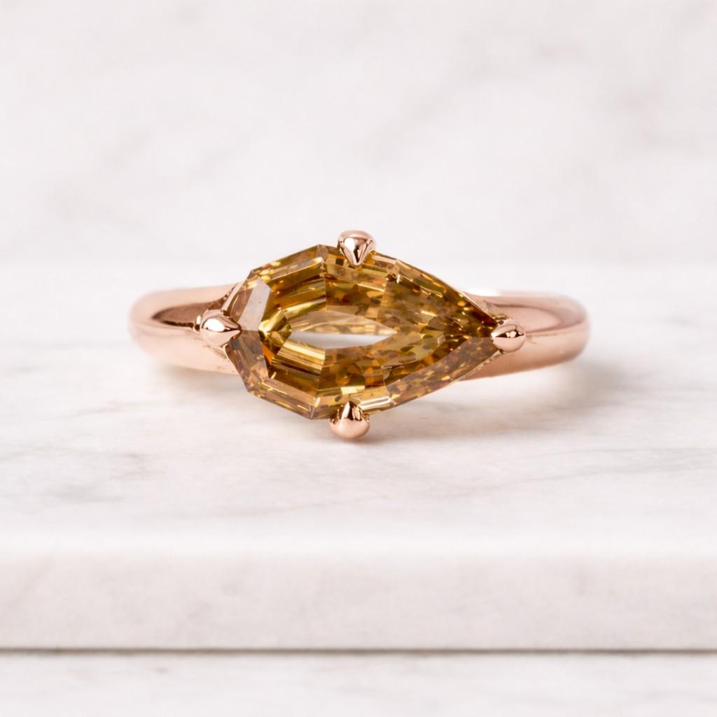 elegant pear cut citrine ring, 14k gold dainty november birthstone jewelry, unique solitaire promise ring