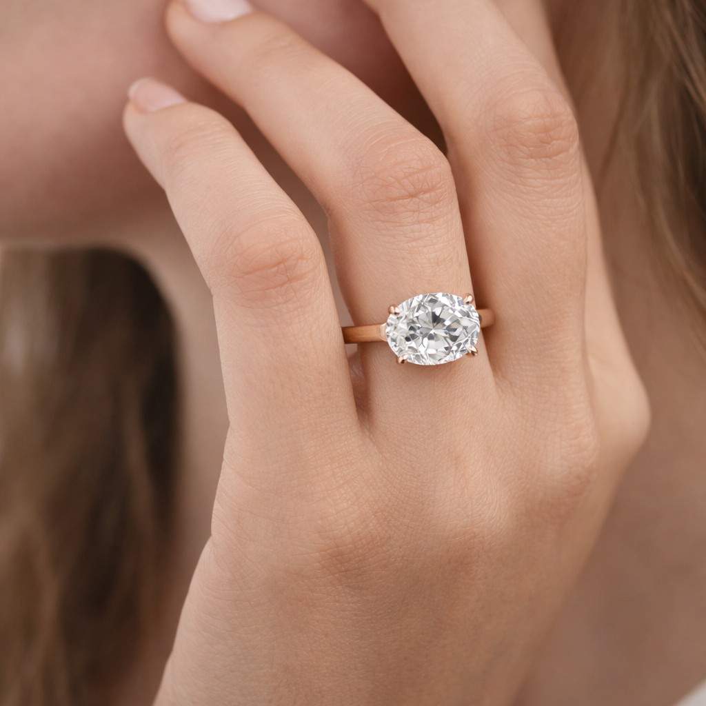 oval diamond ring lab grown diamond ring solitaire ring for proposal classic simple diamond ring oval lab diamond ring 10k 14k 18k gold ring
