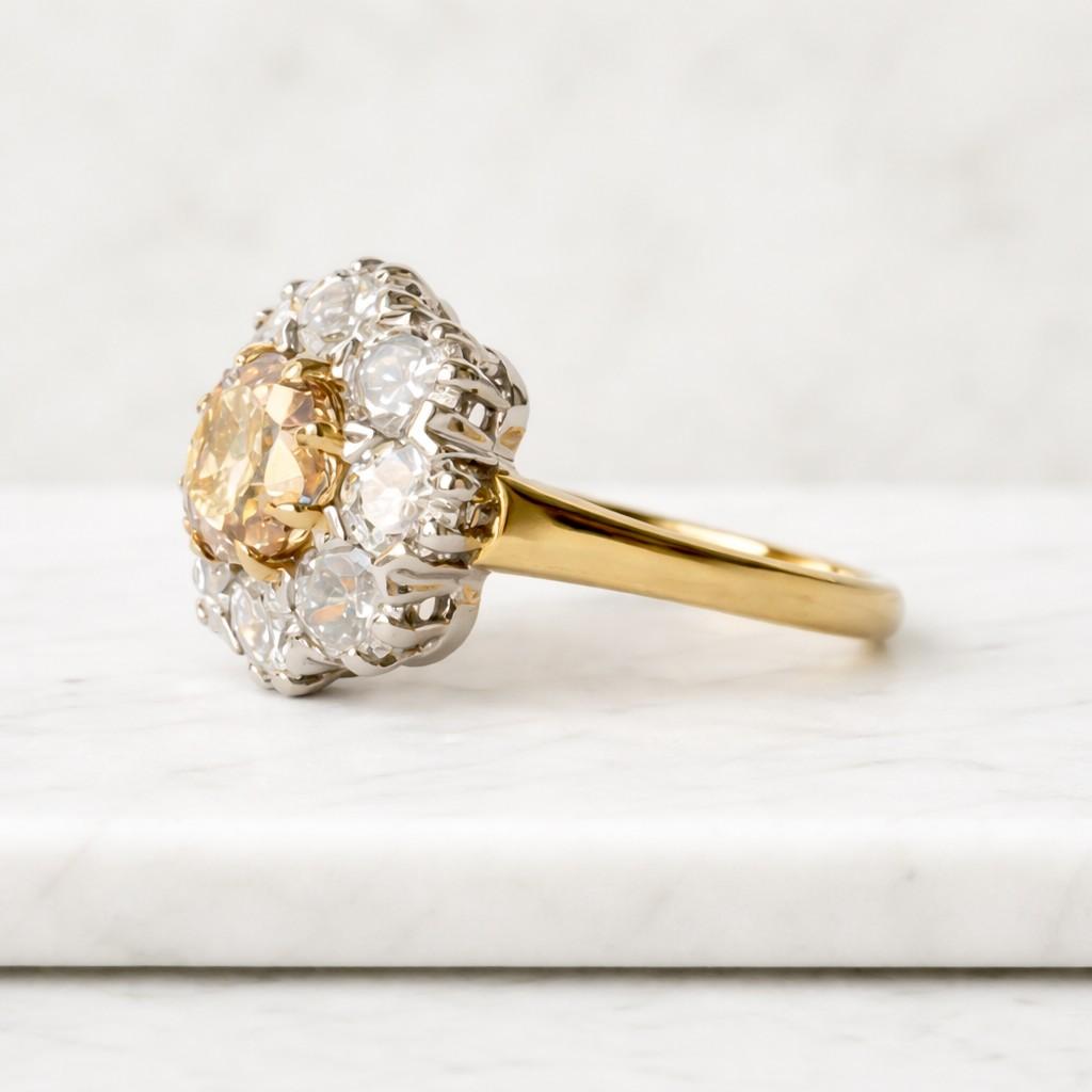 round cut lab grown diamond solitaire halo engagement ring, flower basket with prong set ring, 14k solid gold ring, cvd diamond wedding ring