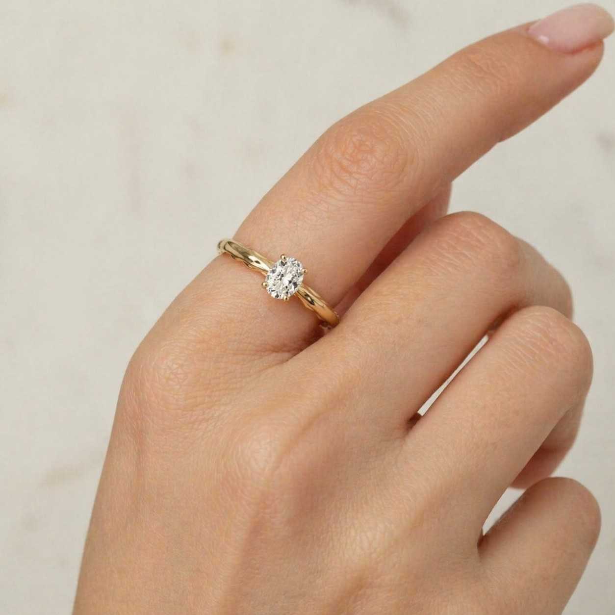 Classic Oval Moissanite Engagement Ring | 14K Gold Solitaire Proposal Ring | Dainty Wedding & Anniversary Ring for Her
