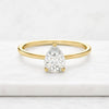 Pear Cut Lab Grown Diamond Solitaire Engagement Ring 14K Yellow Gold