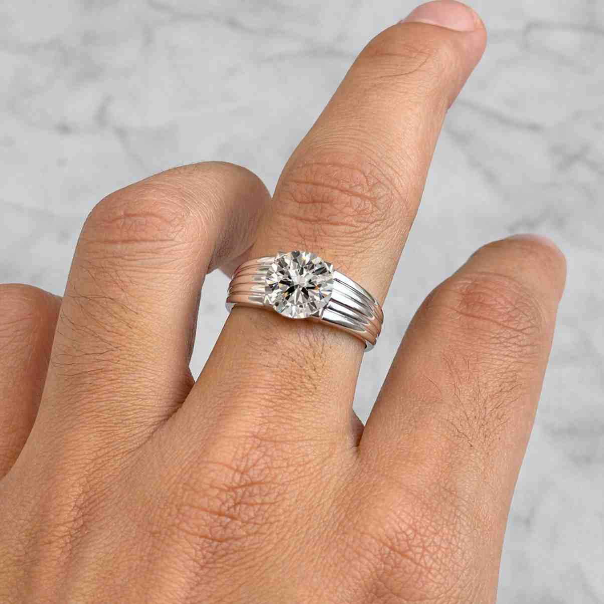 Solid Gold Round Cut Moissanite Engagement Ring, Solitaire 3mm Wide Promise Ring
