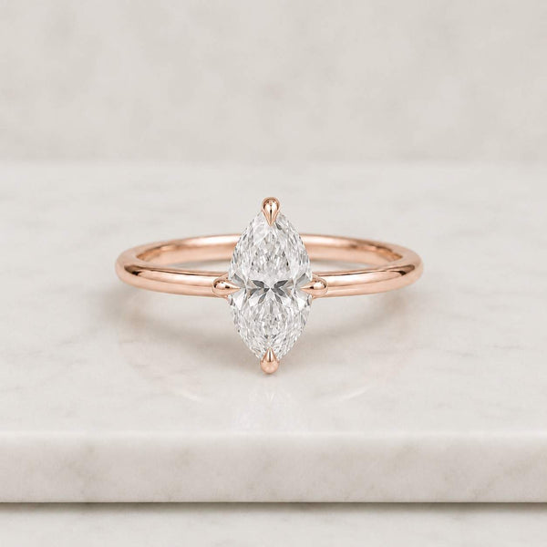 14K Solid White Gold Proposal Ring, Classic Two Prong Setting Engagement Ring, IGI Certified 1.5 Ct Marquise Cut Lab Grown Anniversary Ring.

