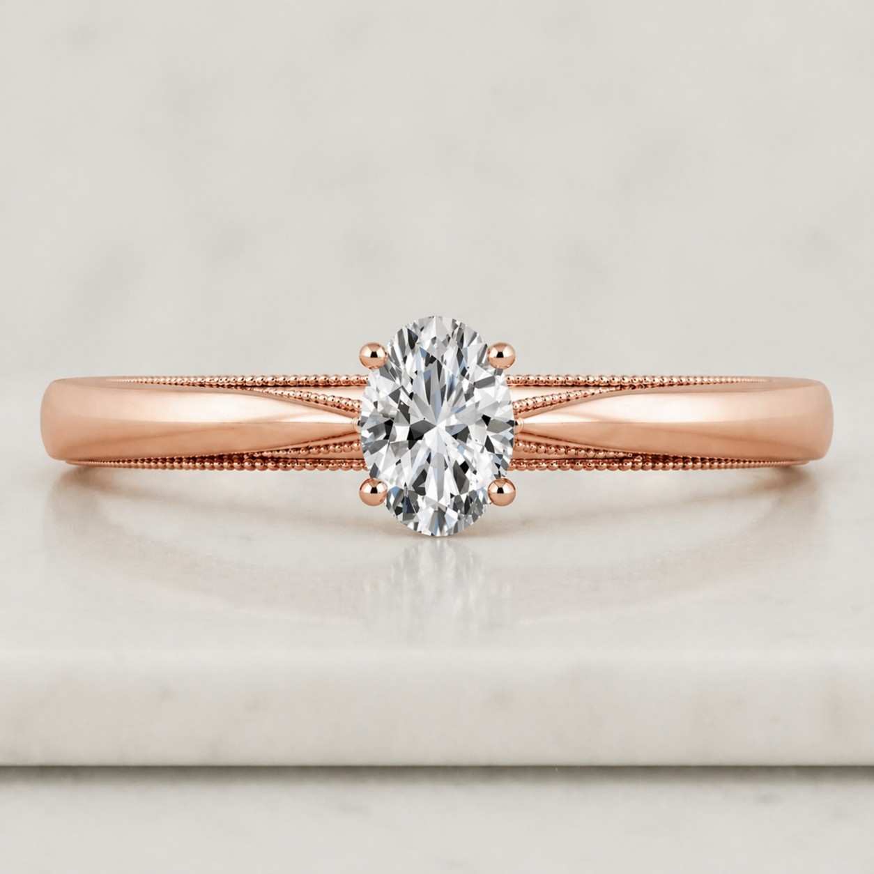 14K Solid Gold Oval Cut Lab Diamond Engagement Ring / IGI Certified F VS1 Diamond Solitaire Ring / Unique Wedding Band / Gift for Fiancee
