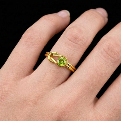 Round Peridot Ring Engagement Ring Solitaire Promise Ring August Birthstone Jewelry