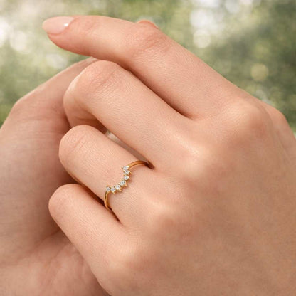 Custom Diamond Stacking Ring U shape Band for Engagement Ring Crown Diamond Wedding Band Marquise Anniversary Ring Gift Unique Ring Enhancer