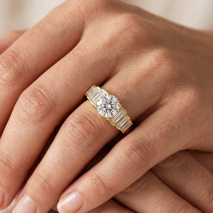 Emerald Cut Diamond Engagement Ring Bezel Setting Ring Lab Grown Diamond Emerald Solitaire Wedding Ring Emerald Diamond Anniversary Ring