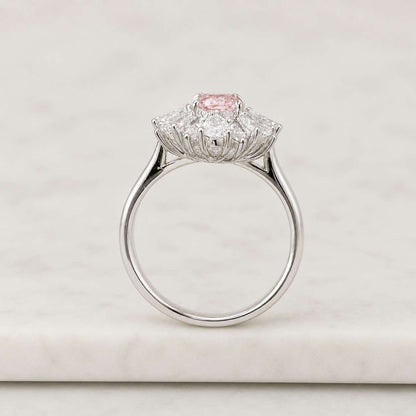 Oval Diamond Halo Engagement Ring Genuine Lab Grown Diamond Anniversary Ring Unique Style Ring for Her Antique Cluster Wedding Ring for Her
