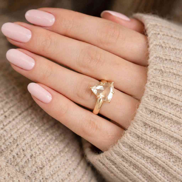 Trillion Cut Moissanite Diamond Wedding Ring, 18K White Gold Dainty Ring, Delicate Proposal Ring, Birthday Gift
