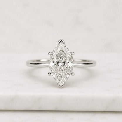 Marquise Diamond Engagement Ring Genuine Lab Grown Diamond Anniversary Ring Solitaire Ring for Anniversary Gift Marquise Cut Proposal Ring
