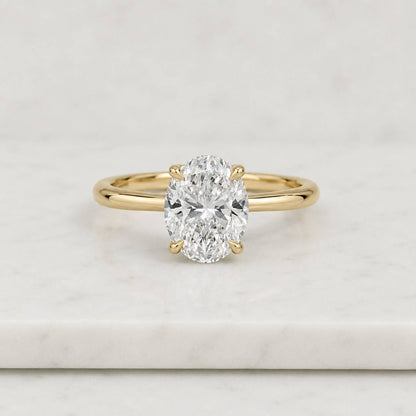 Oval Lab Diamond Engagement Ring Hidden Halo Solitaire Ring Big Diamond Proposal Ring IGI Certified Diamond Wedding Ring Her 4 Claw Prongs
