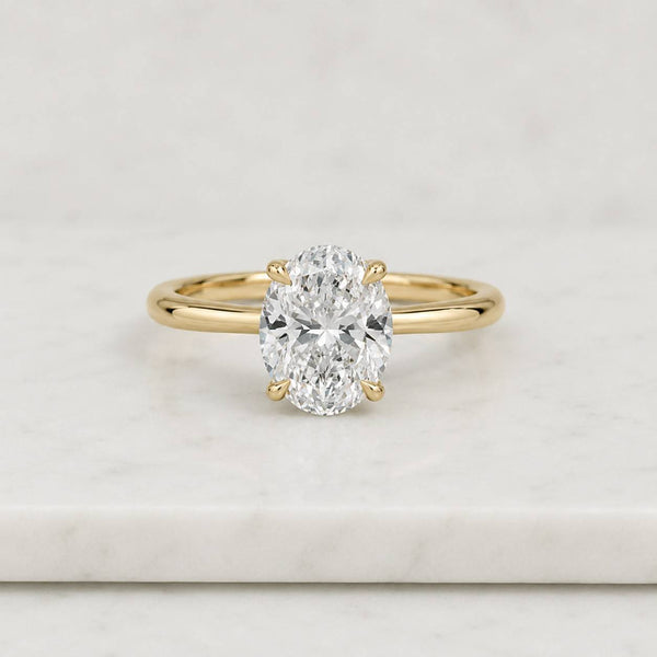 Oval Lab Diamond Engagement Ring Hidden Halo Solitaire Ring Big Diamond Proposal Ring IGI Certified Diamond Wedding Ring Her 4 Claw Prongs
