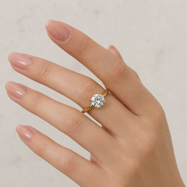 2 Carat Round Cut Lab Grown Diamond Bezel Set Solitaire Ring, 14K Gold Round Diamond Engagement Ring, Lab Diamond Ring For Anniversary Gift