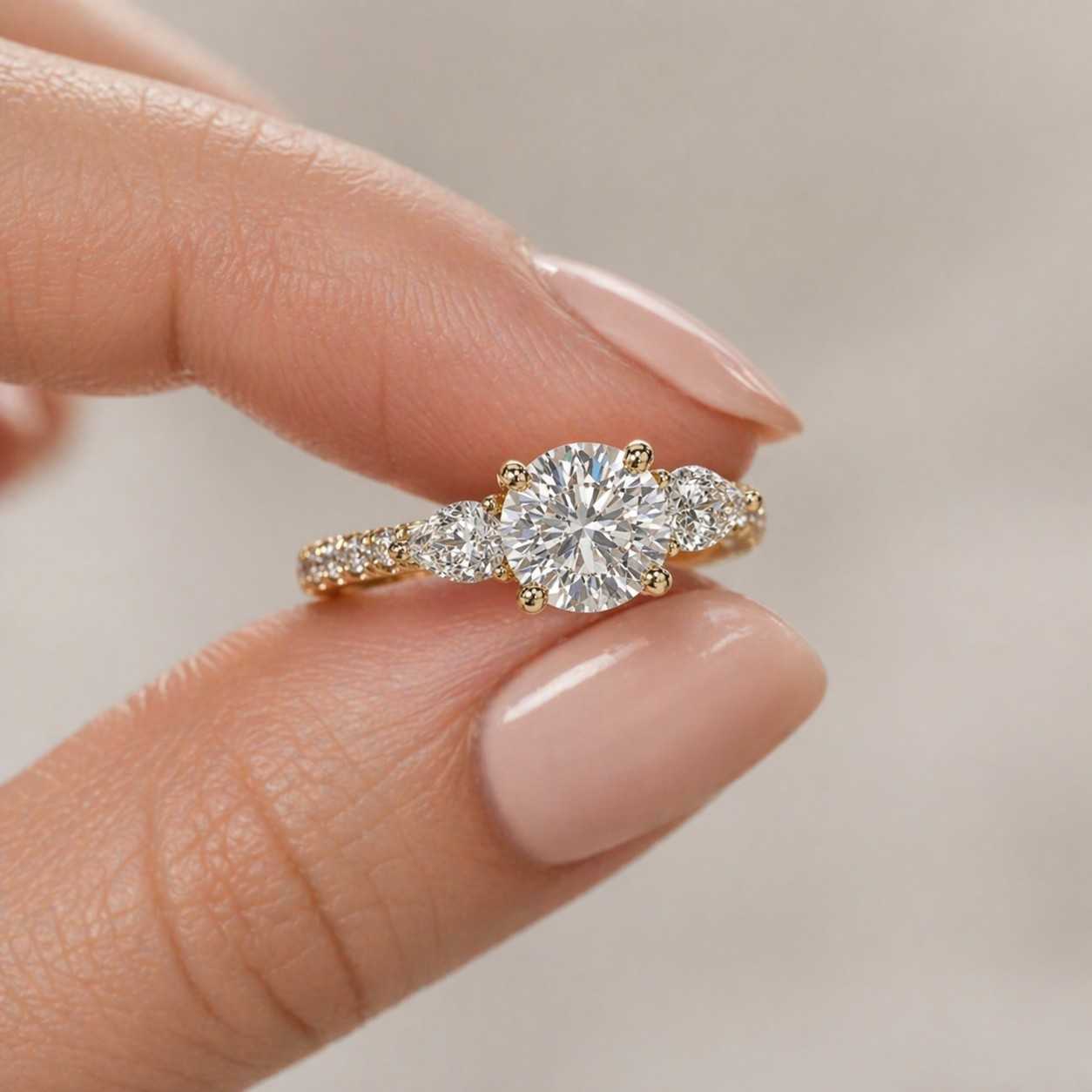 round cut lab grown diamond seven stone ring, prong set graduated round diamond wedding ring, cvd diamond proposal ring for girlfriend
