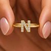 14K Gold Initial N Lab Grown Diamond Letter Ring