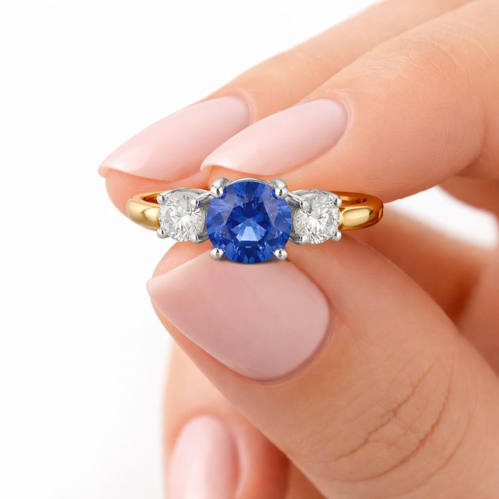round cut blue grey moissanite 925 sterling silver ring for women engagement band wedding ring bridal handmade anniversary gifts