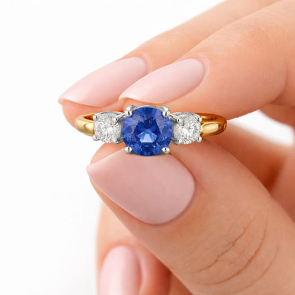 Round Cut Blue Grey Moissanite 925 Sterling Silver Ring For Women Engagement Band Wedding Ring Bridal Handmade Anniversary Gifts