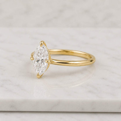 Marquise Diamond Engagement Ring Genuine Lab Grown Diamond Anniversary Ring Marquise Cut Proposal Ring Solitaire Ring for Anniversary Gift
